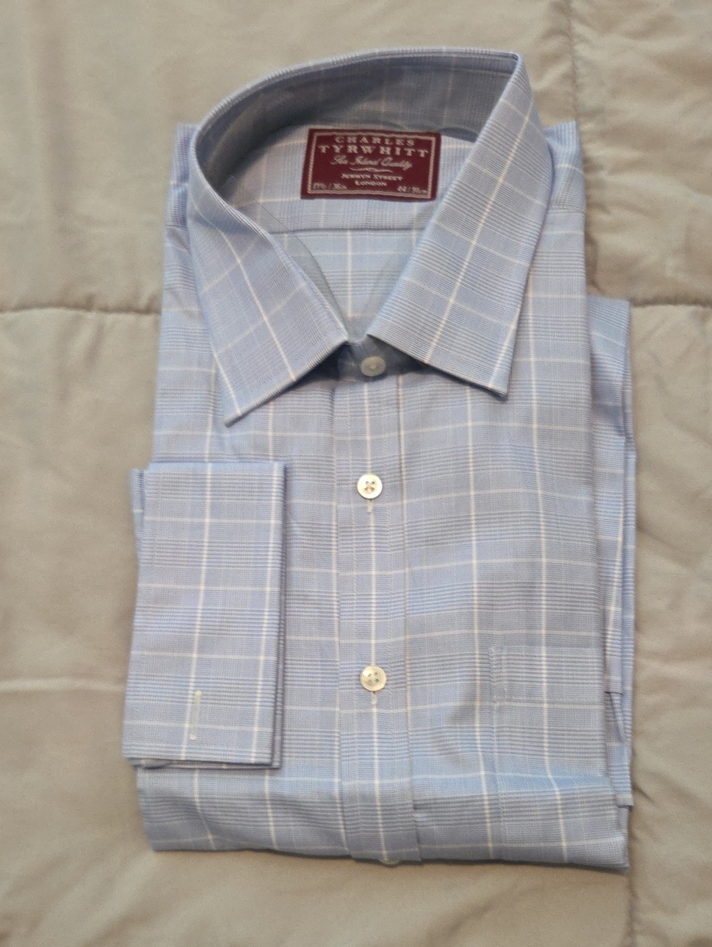 Charles Tyrwhitt Light Blue Windowpane Dress Shirt - Picture 2 of 2